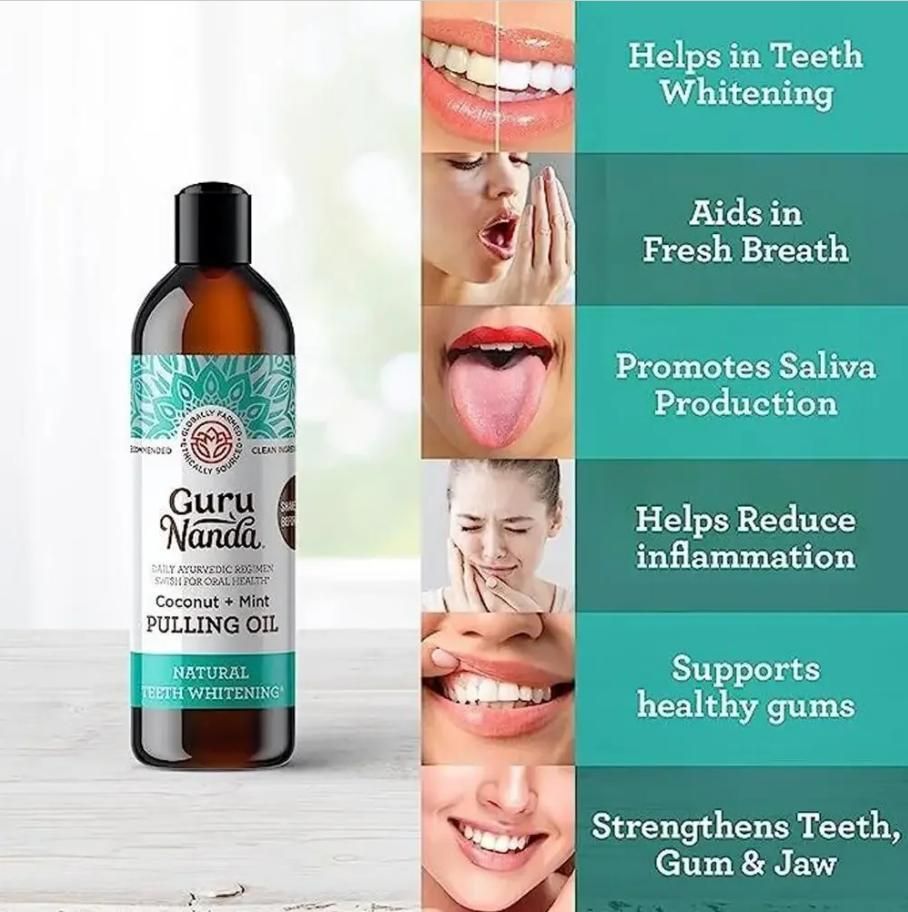 Coconut & mini Teeth Whitening Oil with Tongue Scraper