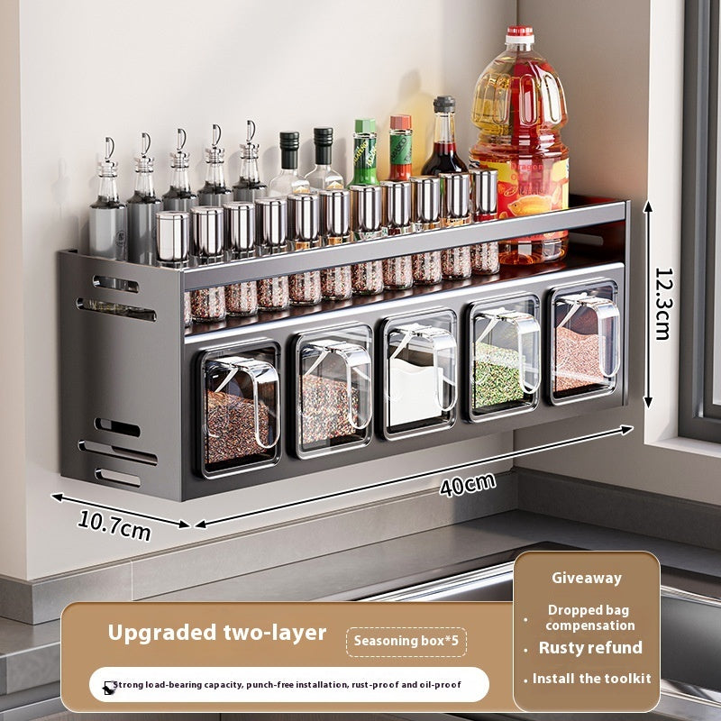 Punch-free Wall-mounted Multi-functional Kitchen Spice Rack