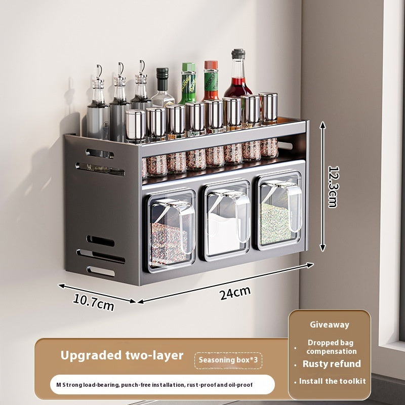 Punch-free Wall-mounted Multi-functional Kitchen Spice Rack